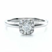 Lady's White 18 Karat Contemporary Diamond Solitarie Ring