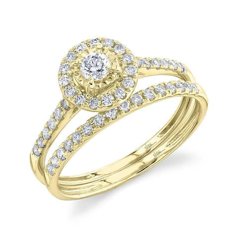 Maharaja Collection Round Diamond Wedding Ring Set in 14K Yellow Gold (0.43ctw)