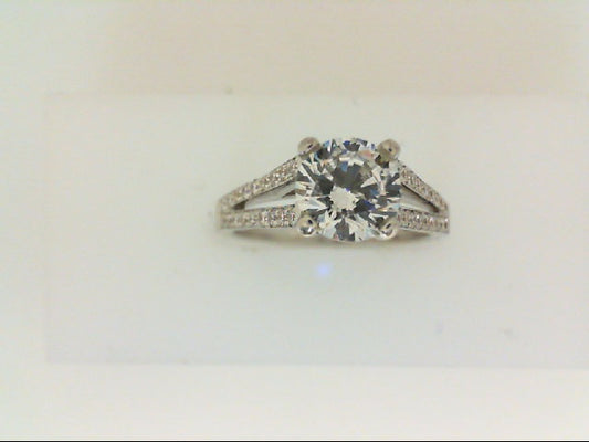 Maharaja Collection Round Diamond Semi-Mount Engagement Ring in 18K White Gold (0.40ct)