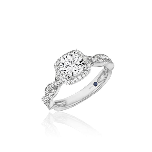 Maharaja Collection Round Diamond Semi-Mount Engagement Ring in 14K White Gold (0.37ctw)