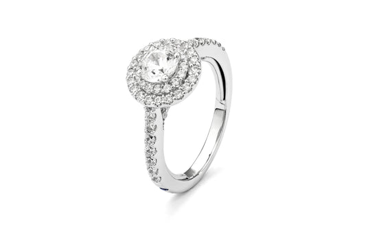 Maharaja Collection Round Diamond Semi-Mount Engagement Ring in 14K White Gold (0.90ctw)
