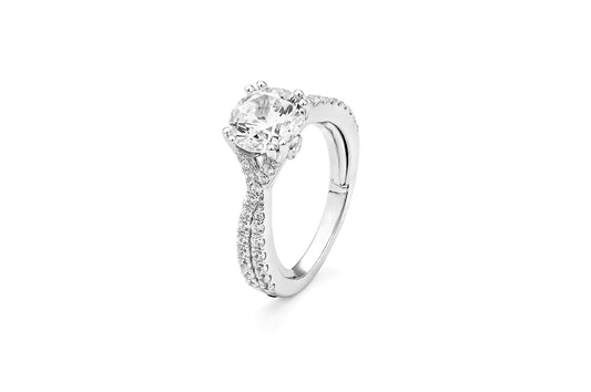 Maharaja Collection Round Diamond Semi-Mount Engagement Ring in 14K White Gold (0.60ct)