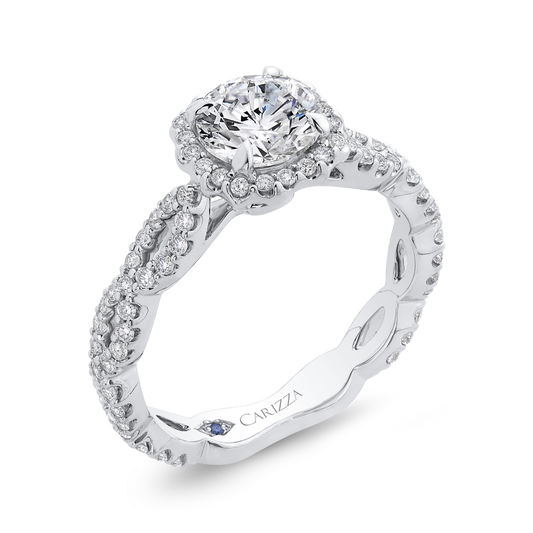 Maharaja Collection Round G/H SI1 Diamond Semi-Mount Engagement Ring in 14K White Gold (0.59ct)