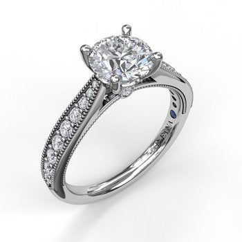 Maharaja Collection Round Diamond Semi-Mount Engagement Ring in 14K White Gold (0.28ct)