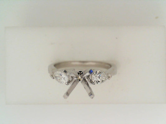Maharaja Collection Pear Diamond Semi-Mount Engagement Ring in 14K White Gold (0.40ctw)