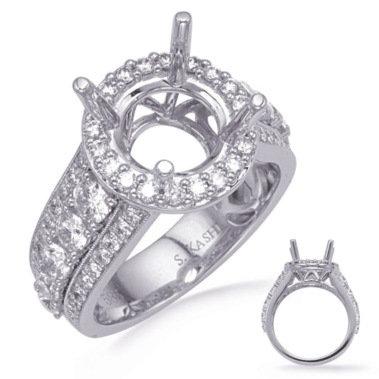 Maharaja Collection Round Diamond Halo Engagement Ring in 14K White Gold (6.38ctw)