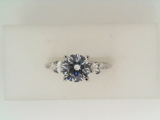Maharaja Collection Pear and Round Diamond Semi-Mount Engagement Ring in 14K White Gold (1.40ctw)