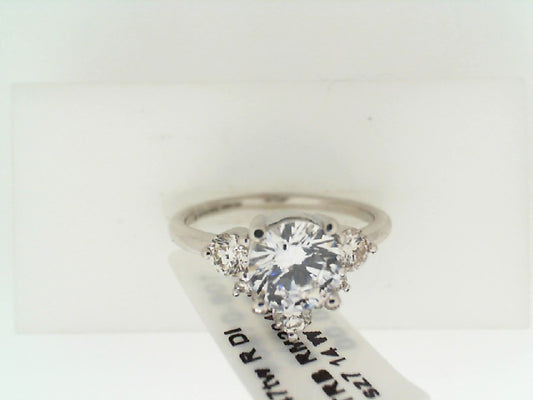 Maharaja Collection Round Diamond Semi-Mount Engagement Ring in 14K White Gold (1.47tcw)