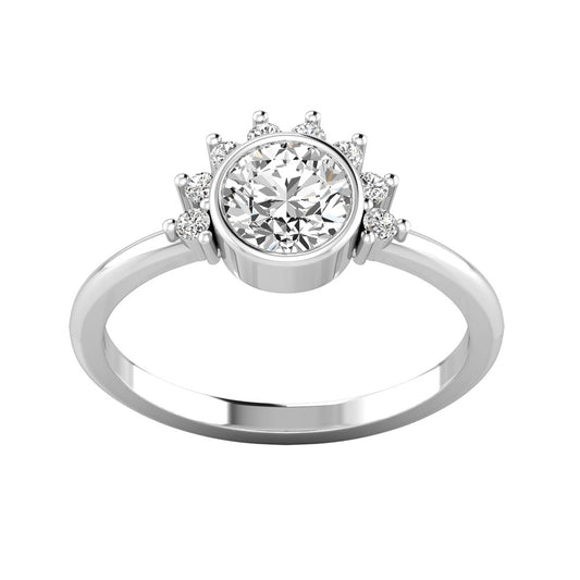 Maharaja Collection Round Diamond Semi-Mount Engagement Ring in 14K White Gold (0.96ctw)