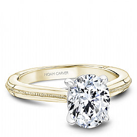 Maharaja Collection Oval Diamond Semi-Mount Engagement Ring in Yellow Platinum and 18K Gold (2.55tcw)