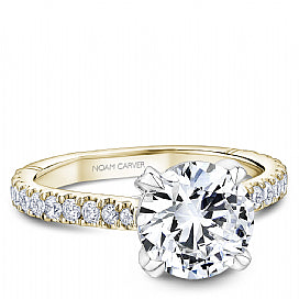 Maharaja Collection Round Semi-Mount Engagement Ring in Yellow Platinum and 18K White Gold (2.00ct center, 0.52ctw)