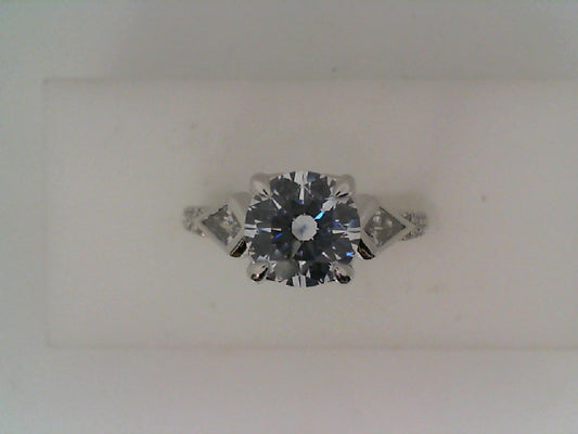 Maharaja Collection Round and Kite Diamond Semi-Mount Engagement Ring in 14K White Gold (0.39ctw)