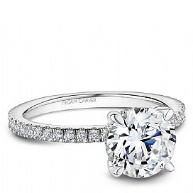 Maharaja Collection Round Diamond and Cubic Zirconia Semi-Mount Engagement Ring in 14K White Gold (2.30ctw)