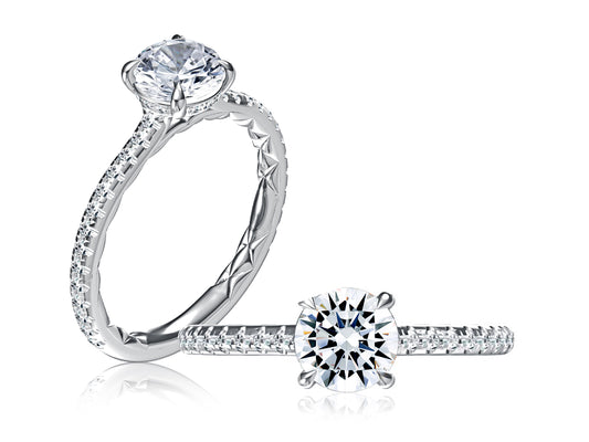 Maharaja Collection Round Diamond Semi-Mount Engagement Ring in 14K White Gold (1.32ctw)