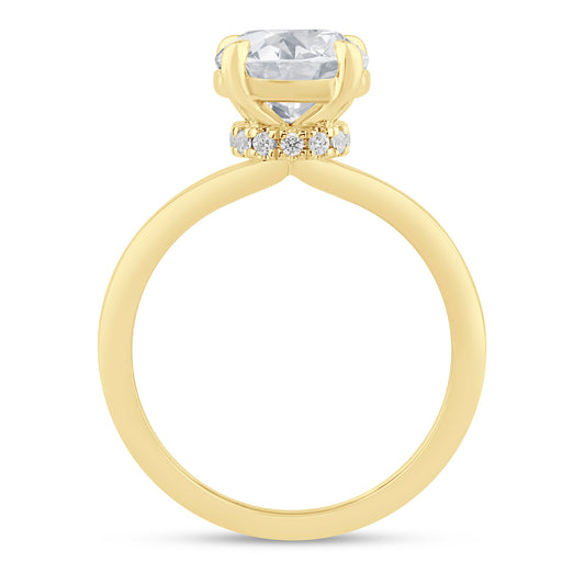 Maharaja Collection Round Diamond Semi-Mount Engagement Ring in 14K Yellow Gold (0.10ctw for 2.00ctw center)