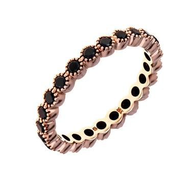 Maharaja Collection Bezel Set Black Diamond Band in 18K Pink Gold (0.71ct)