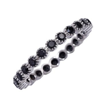 Maharaja Collection Bezel Set Black Diamond Band in 18K White Gold (0.64ct)