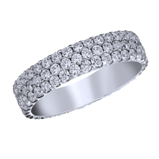 Maharaja Collection Round G/H Si1 Diamond Wedding Band in 18K White Gold (0.84ct)