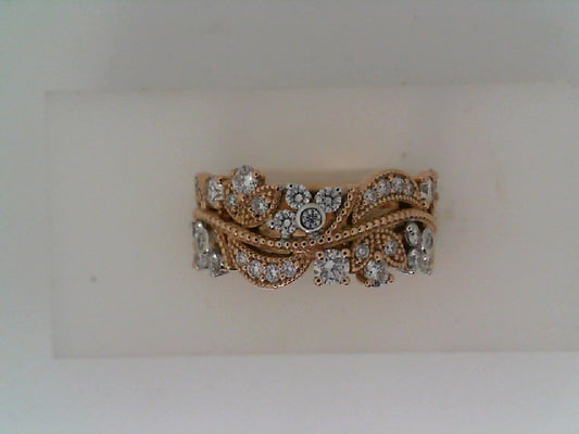 Maharaja Collection Leaf and Flower Diamond Band in 18K Rose and White Gold (1.00ct)