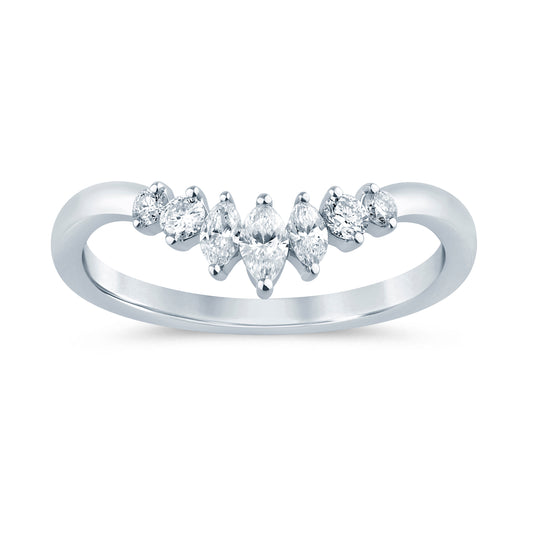 Maharaja Collection Chevron Diamond Wedding Band in 14K White Gold (0.33ctw)