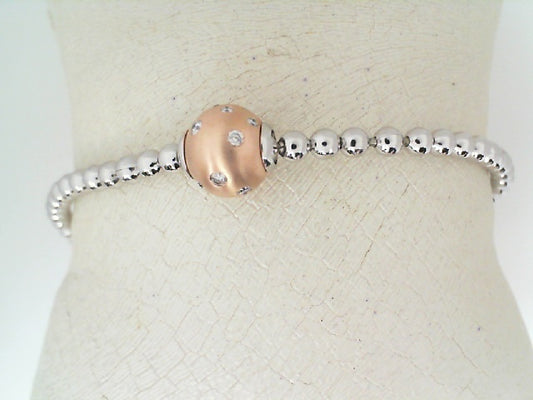 Maharaja Collection Round Diamond Two-Tone Bracelet in 14K White and Yellow Gold (0.16ct)