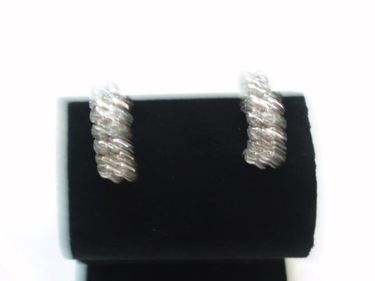 Maharaja Collection Round Hoop Earrings in 14K White Gold