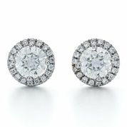 Maharaja Collection Round Diamond Stud Earrings in 18K White Gold (1.63ctw)
