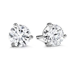 Maharaja Collection Three-Prong Diamond Stud Earrings in 18K White Gold (1.51ctw)
