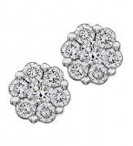 Maharaja Collection Round Diamond Flower Earrings in 14K White Gold (0.33ct)