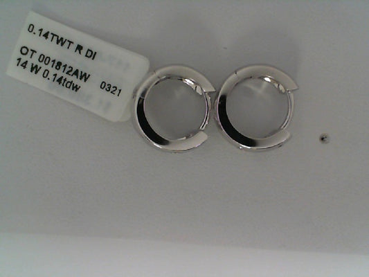 Maharaja Collection Diamond Huggie Earrings in 18K White Gold (0.14tdw)