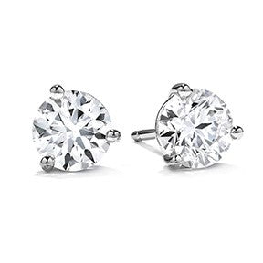 Maharaja Collection Heart On Fire 3 Prong Stud Earrings with 0.25ct Round VSSI/IJ Diamonds in 18K White Gold