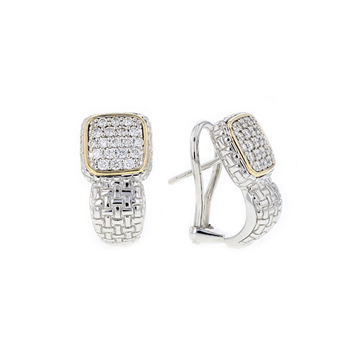 Maharaja Collection Round Diamond Earrings in Sterling Silver and 14K Yellow Gold (0.57ct)