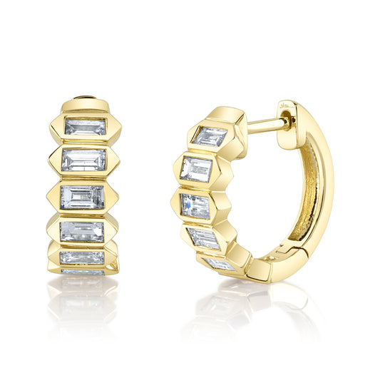 Maharaja Collection Baguette Diamond Huggie Earrings in 14K Yellow Gold (0.65ctw)