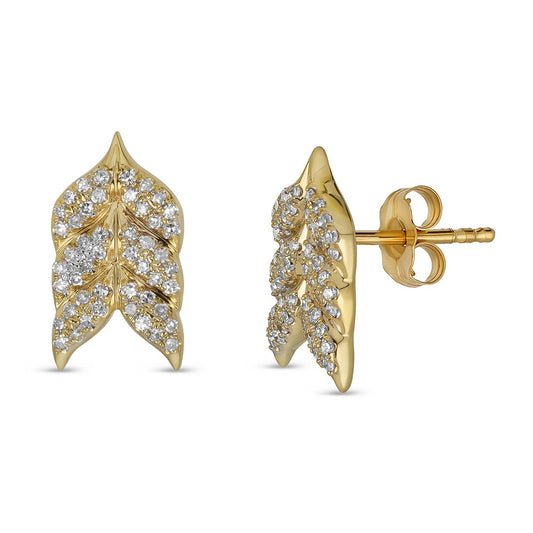 Maharaja Collection Chevron Diamond Stud Earrings in 14K Yellow Gold (0.30ctw)