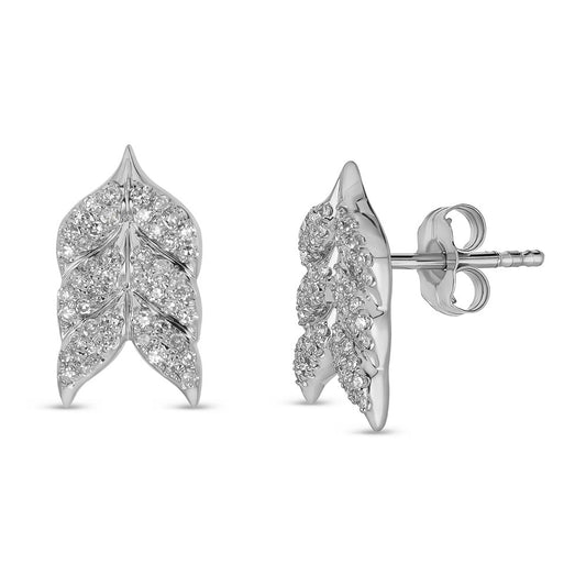 Maharaja Collection Chevron Stud Earrings with 0.30ctw Diamonds in 14K White Gold
