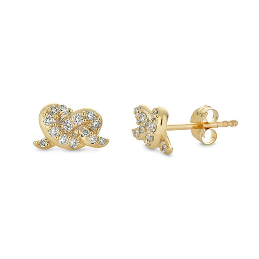 Maharaja Collection Organic Knot Diamond Earrings in 14K Yellow Gold (0.25ctw)