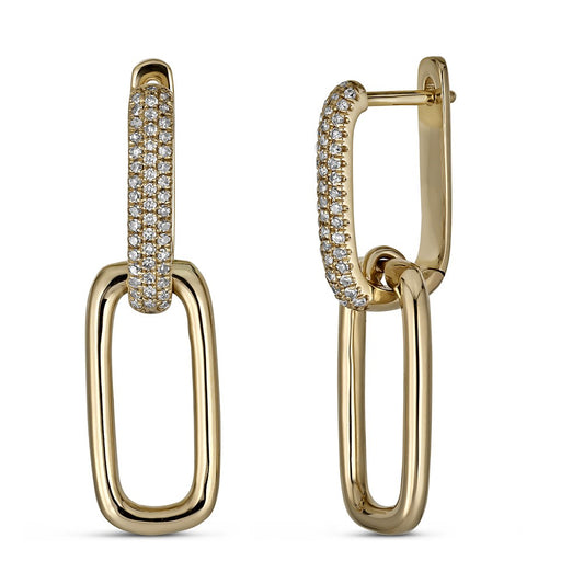 Maharaja Collection Single Drop Lever Back Earrings with 0.25ctw HI/I1 Diamonds in 14K Yellow Gold
