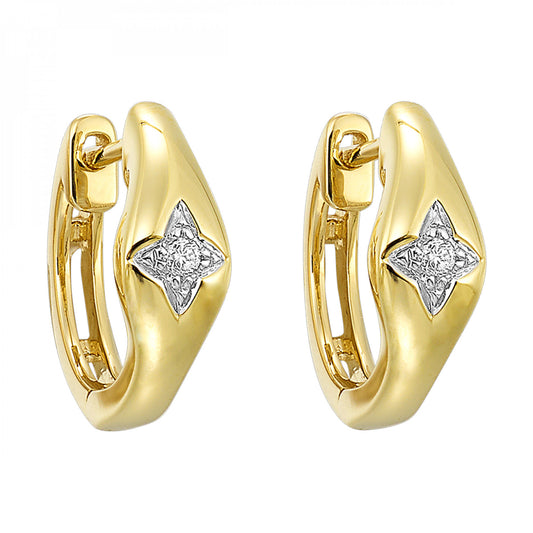 Maharaja Collection Round Diamond Huggie Earrings in 14K Yellow Gold (0.05ctw)