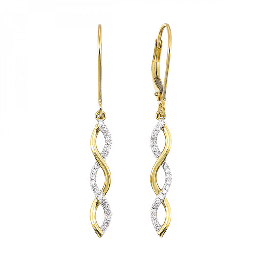 Maharaja Collection Round Diamond Dangle Earrings in 10K Yellow Gold (0.15ctw)