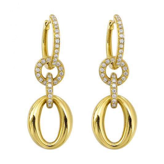 Maharaja Collection Round Diamond Dangle Earrings in 14K Yellow Gold (0.38ctw)