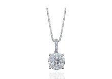 Maharaja Collection Round Diamond Solitaire Necklace in 18K White Gold (0.70ctw)