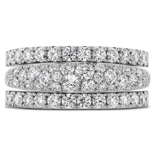 Maharaja Collection Hearts On Fire Grace Triple Row Small Domed Ring with 1.73ctw Diamonds in 18K White Gold (1.73ctw)