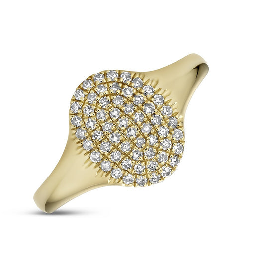 Maharaja Collection North-South Signet Ring with GH/SI Diamonds in 14K Yellow Gold (0.23ctw)