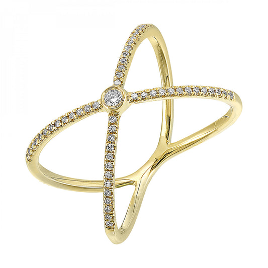 Maharaja Collection Round Diamond Crossover Ring in 14K Yellow Gold (0.17ctw)