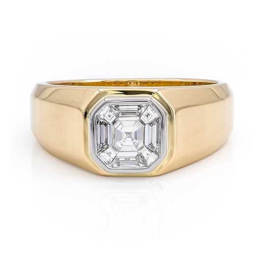 Maharaja Collection Invisible Set Men's Diamond Ring in 14K Yellow Gold (0.58ctw)