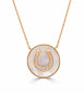 Maharaja Collection Pink Mother Of Pearl 'Happy' Shoe Horse Pendant with Chain in 14K Rose Gold (0.08ct)