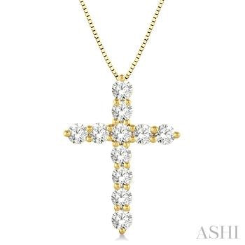 Maharaja Collection Round Diamond Cross Pendant Necklace in 14K Yellow Gold (0.50ctw)