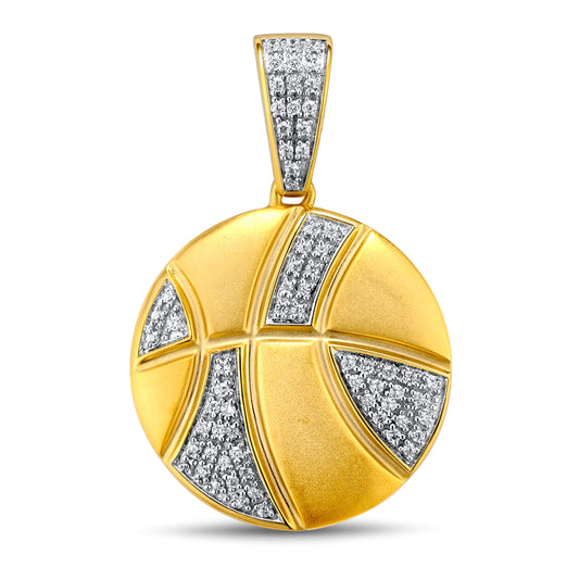 Maharaja Collection Round Diamond Basketball Pendant in 14K White Gold (0.17ct)