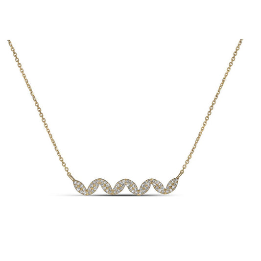 Jocalio 14Kt Yellow Gold " V " Wave Necklace with 0.21ctw HI/I1 Diamonds