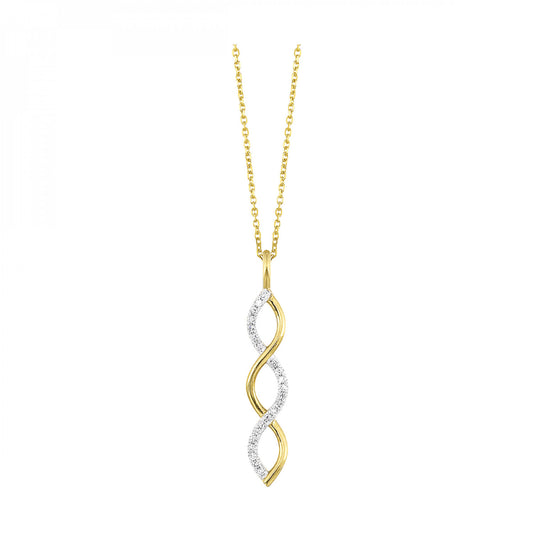 Maharaja Collection Twist Diamond Pendant Necklace in 10K Yellow Gold (0.10ctw)